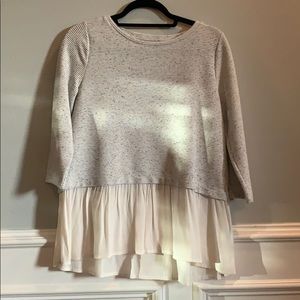 Loft Grey & White Peplum Sweater